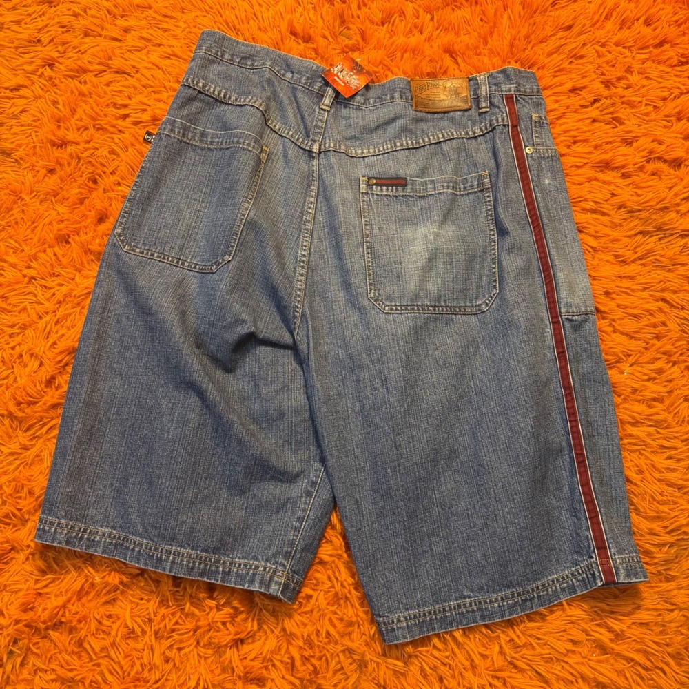 Vintage Phat Farm Baggy Denim Shorts Mens 38 Blue Side Stripe Y2K Hip Hop Jean